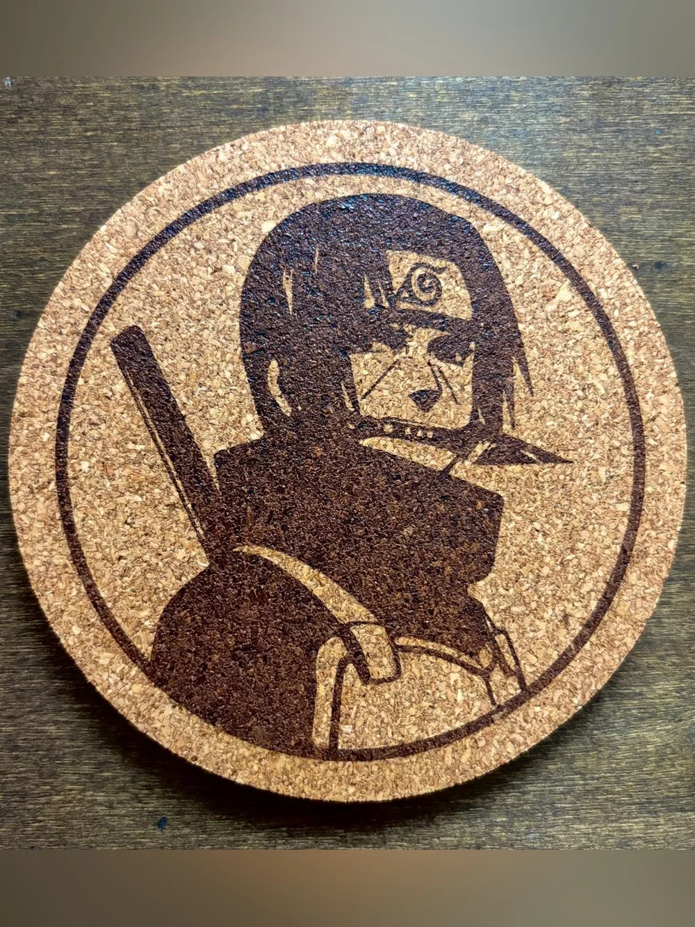 Naruto Itachi Uchiha Laser Engraved Cork Coaster